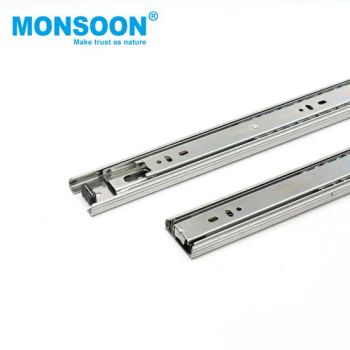 Furniture Hardware Cabinet Steel Telescopic Drawer Rail Guide Runner Blue Zinc Plated 45mm Full Extension 3 Fold Side Mounting Ball Bearing Slide for Drawer - Monsoon Import Export (Guangzhou) Limited - China