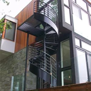 Modern Stylish Indoor/Outdoor Wrought Iron Spiral Stairs Galvanized Steel Metal Staircase for Attic Use Straight Shape for House - Double Building Materials Co., Ltd. - China