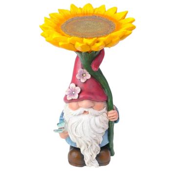 Garden Dwarf Statue with Sunflower Bird Feeder Waterproof Garden Sculpture - QUANZHOU NEW FANS ARTS & CRAFTS CO., LTD - China