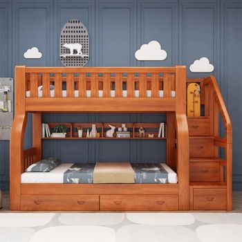 Cheap Girls Adults Solid Wood Frame Double Children Bed King Size Modern Bedroom Furniture Kids Bunk Bed with Slide and Stairs - Foshan Cabrini Furniture Co., Ltd. - China