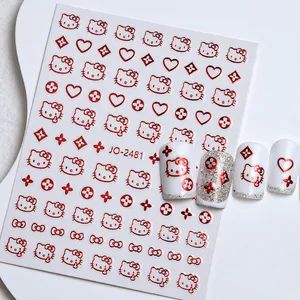 Cute Cartoon Kitty 3/5D Nail Art Supplies Decals Cat Head Manicure Foil Nails Stickers Decoration Product - ESHA CO., LIMITED. - China