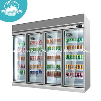 Supermarket 4 Glass Doors Milk Beverage Upright Refrigerated Showcase - Foshan Shunde Ruibei Refrigeration Equipment Co., Ltd. - China