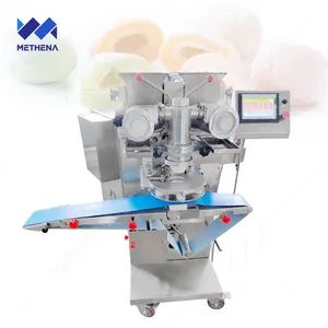 Small Fully Automatic Commercial Mooncake Encrust Mochi Ice Cream Shaping Moon Cake Press Potato Croquette Vegetable Ball Encrust Maamoul Process Machine - Henan Methena Machine Co., Ltd - China