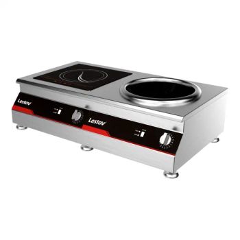 Two Burner Commercial Induction Cooktops One Flat One Concave Wok Cooker - Guangdong Qinxin Technology Co., Ltd. - China