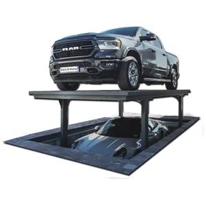 4-Post CE Double Deck Basement Electric Durable Parking Hydraulic Save-Space Heavy-Duty Customizable Scissor Car Garage Parking Lift for Villa Home Factory - Hengjinrui (Shandong) Intelligent Manufacturing Co., Ltd. - China
