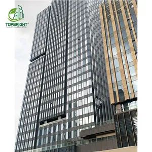 Commercial Project Tempered Glass Facade Panels Buildings Wall System Exterior Gold Bronze Manufacturers Curtain Wall in China - Guangzhou Topbright Building Materials Co.,Ltd - China