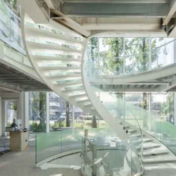 Stair Chandeliers Stair Balustrade Curved Steel Stair with Glass - Shandong Wanzhida New Material Technology Co., Ltd - China