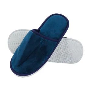 Padded Velvet and Canvas Hotel Slippers Structured Comfort - Yangzhou Zunzhu Tourism Supplies Co., Ltd - China
