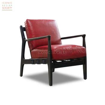 Modern Home Living Room Furniture Sitting Room Restaurant Hotel Office Wooden Frame Foam Genuine Leather Dining Armchair Accent Chair - Foshan Iconic Society Furniture Co., Ltd - China