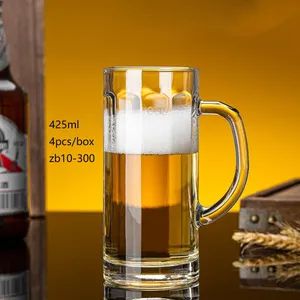 425ml Wholesale Classic Grain Beer Steins Home Bar Party Water Wine Mugs Clear Transparent Beer Cup - Ningbo Yuheng Medical Equipment Company Ltd - China