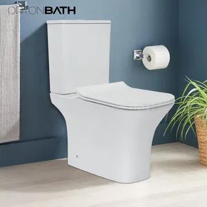 Ortonbath Rectangular Bowl Rimless Close Coupled Wc Toilet Pan Sanitary Ware Two Piece Toilet Bowl with Soft Close Seat Cover Thin Tank Cover for Russia Market - Orton Group Co., Ltd. - China