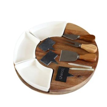 Wood Cheese Board Knives Set Food Tray Gift Anniversary Housewarming Birthday Ez30243 - Ningbo Ezfocus Co., Ltd. - China