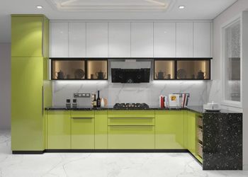 Polished Modern Modular Kitchen Shutter Brand own brand Color customized Material Plywood Appearance Modern Position - Vapus Bharat - India