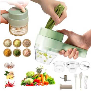 4 in 1 Handheld Electric USB Rechargeable Food Processor Machinery Vegetable Slicer Onion Chopper Garlic Crusher Grinder Mini Kitchen Equipment - Market Union Co. Ltd. - China