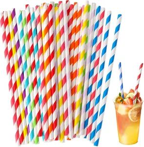 Bulk Disposable Striped Drinking Paper Straws Drinking Straws for Juice Shakes Cocktail Wedding Restaurant - XIAMEN TEAMWORK PACK LIMITED - China