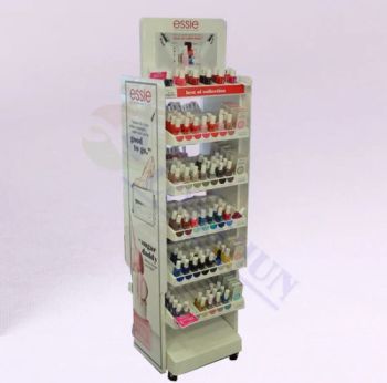 Spinning Nailpolish Wooden Display Stand Makeup 2 Sided MDF Display Rack China Factory Price - Shenzhen Leshi Display Products Limited - China