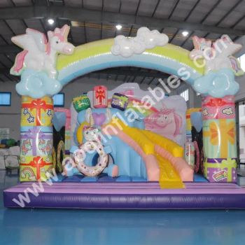 Inflatable Combo with Slide, Obstacle Course Inflatable Macaron Color Combo Aq01890 - Guangzhou Aoqi Inflatables Co., Ltd. - China
