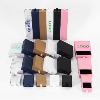 Customized Cardboard Slide Marble Ring Necklace Drawer Box with Foam Velvet Insert Kraft Packaging Paper Jewelry Box - Qingzhou Glory Packaging Material Co., Ltd. - China