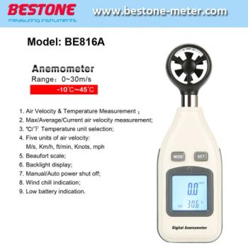 Digital Anemometer, Wind Speed Meter 0-30m/S, Anemograph (BE816A) - Shenzhen Bestone Industrial Co. Ltd. - China