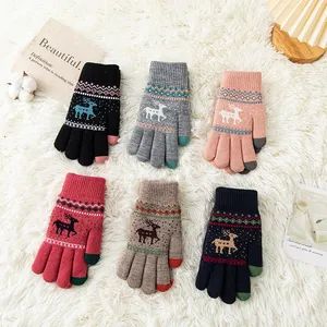 Knitted Touch Screen Gloves Plush Cute Moose Cycling Jacquard Acrylic - Ningbo Youkiunite Imp &Exp Co., Ltd - China
