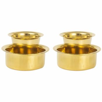 Golden Brass Coffee Dabara Set Size Medium Color Golden Finish Golden Pattern Plain Material Brass Thickness 1 MM Capacity 150 - Spillbox Innovation LLP - India