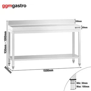 Commercial Kitchen Double Layer 304 Stainless Steel Work Bench Industrial Restaurant Tables 2 3 Layer Working Table Atk156A - GGMGASTRO (QINGDAO) INTERNATIONAL CO., LTD. - China