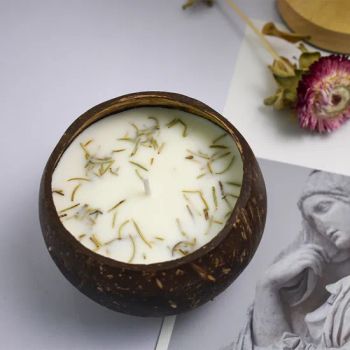Home Fragrance Decoration Promotion Gift Novelty Custom Scented Rosemary Coconut Shell Jar Aroma Candle - Ningbo Sunda International Trade Co., Ltd. - China