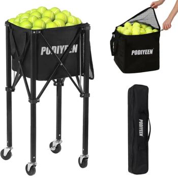 Portable Pickleball & Tennis Ball Collector Locking Wheels Waterproof Removable Basket Wheel Hopper-Tennis Training Equipment - Guangdong Podiyeen Sports Co., Ltd - China