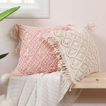 Crocheted Cushion Covers Cotton Knit Pillows Boho Throw Pillows Sofa Couch Decor Case - Anhui Bochen Eco Co. - China