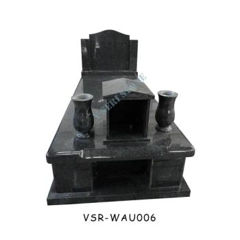 Natural Stone Black Granite Large Headstone Gravestone Monument with Memorial Vases - Xiamen V-seri Stone Import and Export Co., Ltd. - China