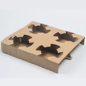 Disposable 4 Cup Carrier Take Away Cardboard Paper Coffee Cup Holders with Custom Print - Ningbo Greenhome International Trade Co., Ltd. - China