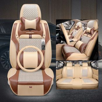 9d with Pillows and Steering Wheel Cover Universal Car Seat Cover Relax Four Reasons Wholesale Full Set Type Universal Leather - Lu'an Woma Import and Export Co., Ltd. - China
