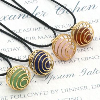 New Spiral Raw Stone Holder Natural Healing Crystal Tumbled Stone Pendant Necklaces - Haifeng Alaric Inc - China