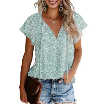 Garment Custom Trendy Vintage Printed Pretty Short Sleeve Ladies Tops and Blouses - Xiamen Tengqiao E-Commerce Co., Ltd. - China