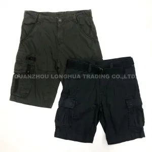 Mens Boys Cargo Pants Shorts Fashion Black Cotton Garment Dye Trousers - QUANZHOU LONGHUA TRADING CO., LTD. - China