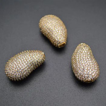 Big 18X30mm Paved CZ Metal Broad Bean Shape Loose Beads Jewelry Findings - Guangzhou Lizhizhu Jewelry Co. Ltd - China