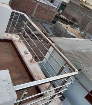 Polished Stainless Steel Balcony Railings Design Panel Color Silver Material Grade SS 304 Usage/Application Home Surface Finish Finished - Aakruti Aluminium - India