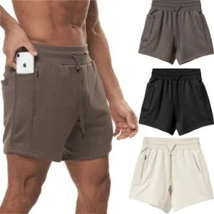 Customized Logo Mens Cotton Sweat Shorts with Multiple Pockets + Towel Loop, Blank Tennis Fitness Clothing Pants Breathable Gym Boxer Cargo Shorts - Dongguan Tianchen Garment Technology Co., Ltd. - China