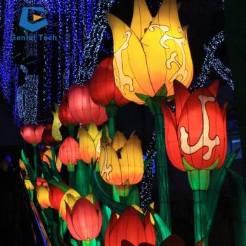 Outdoor Theme Park Lantern Exhibition Silk LED Flower Lantern Festival - Sichuan Genial Technology Co., Ltd. - China