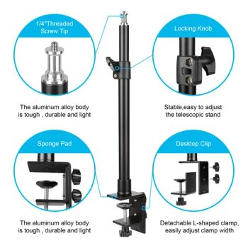 C-Clamp Desk Light Stand SEDS01 Steel 1Y MOQ100 15D China Origin China Trademark N/A Type Light Stand Model NO. SEDS01 Compatible Brand All - Dongguan Sharp Electronic Technology Co., Ltd - China
