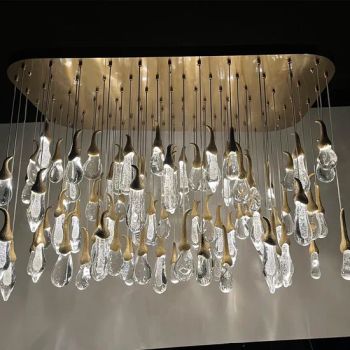 Custom Modern Decorative Lighting New Brass Crystal Line Hanging LED Chandelier - Zhongshan Gusure Lighting Appliance Co., Ltd - China