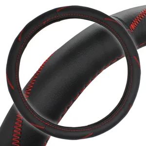 38cm Black Genuine Leather +Red Stitch Steering Wheel Cover Sample Free Logo Accept Origin China MOQ 200 Sets Model NO. - Shanghai Huaqi Industrial Co., Ltd. - China