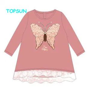Kids Boutique Clothing 100%Cotton Long Sleeves Children Girl Dresses Custom Baby Girls Dresses - XIAMEN TOPSUN APPAREL CO., LTD. - China