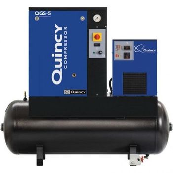 Quincy QGS-10 Rotary Screw Compressor - 39.6 CFM at 125 PSI, 3-Phasel, Tank-Mount with Dryer - Sunpowertool - Malaysia