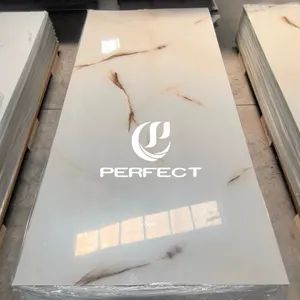 White High Glossy Waterproof Fireproof PVC Marble Sheet for Bathroom - Linyi Perfect New Material Co., Ltd - China