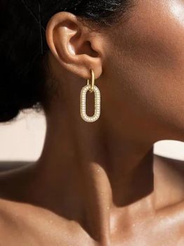 Eletricplated Gold Jewelry Earrings Full Diamond Ellipse Earring Foy Lady - Yiwu AVA Co., Ltd. - China