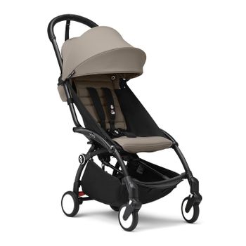 Stokke YOYO3 Stroller from 6 Months - Includes Black Frame/Taupe Seat Cushion + Canopy - Folds in & Out in a Flash - Light & Compact - Carry-On Compatible - DOONA - United States