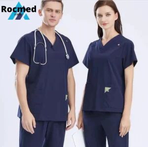 V Neck Red Navy Blue Purple Cotton Polyester Surgical Clothes Dental Operating Room Hand Washing Clothes Elastic Female Brush Hand Doctor Nurse Clothes - Zhangjiagang Roc Medical Technology Co., Ltd. - China