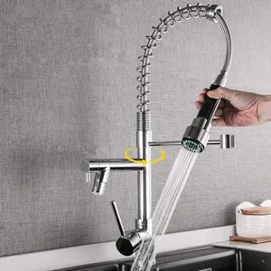 Modern Single Level Chrome Plating Brass Alloy Sink Faucet Pull Down Sprayer Kitchen Faucets 3 Way Water Outlet Kitchen Mixer Tap - Quanzhou Xintezi Sanitary Ware Industry Co., Ltd. - China