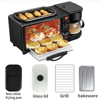 in Stock 3 in 1 Breakfast Makers Automatic Multifunction Household Fry Pan Coffee Machine Toaster 3 in 1 Breakfast Makers - Lu'an Woma Import and Export Co., Ltd. - China